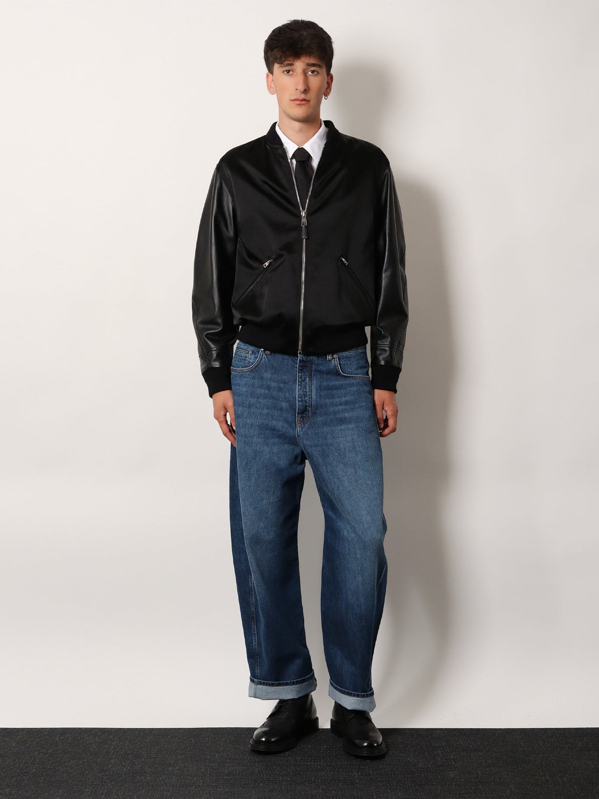 Givenchy Jack van katoen en acetaat met leren mouwen – Zwart