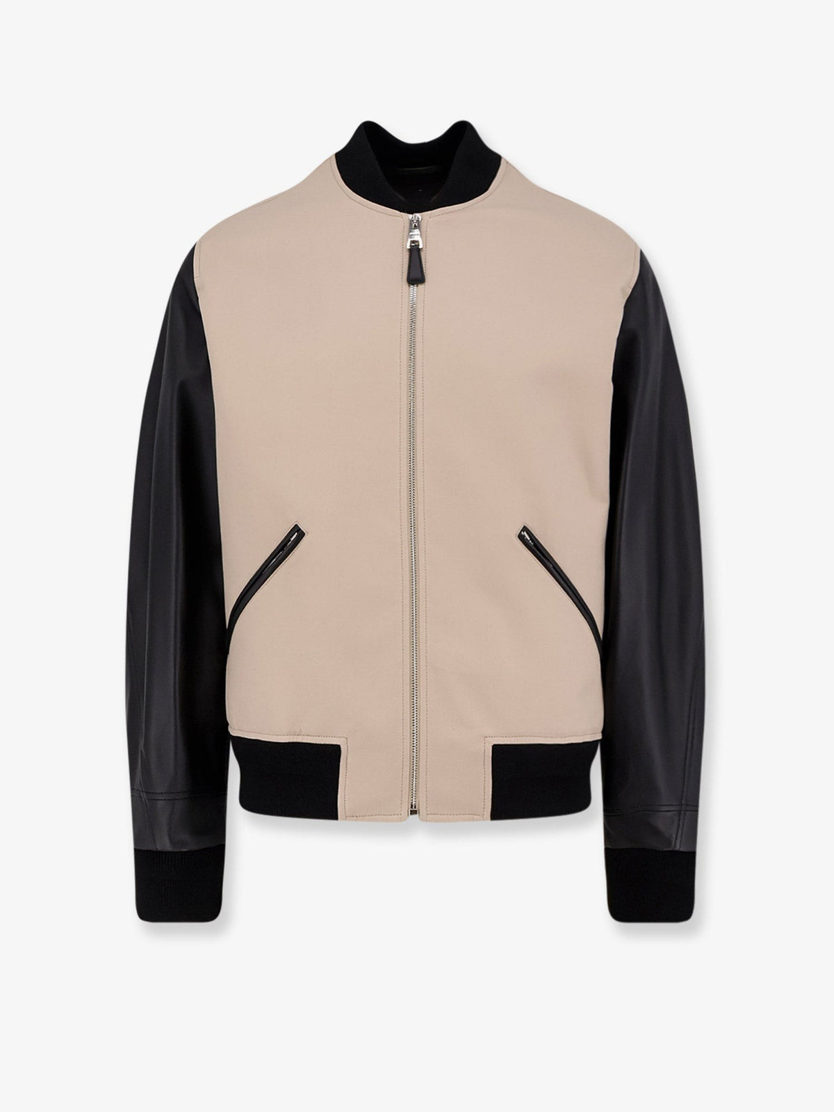 Givenchy Katoenen Jack met leren mouwen – Zwart / Beige