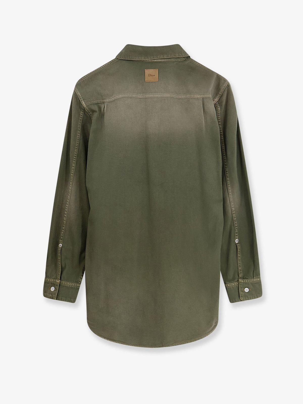 Christian Dior Katoenen Overhemd met Dior-patch – Olijfgroen