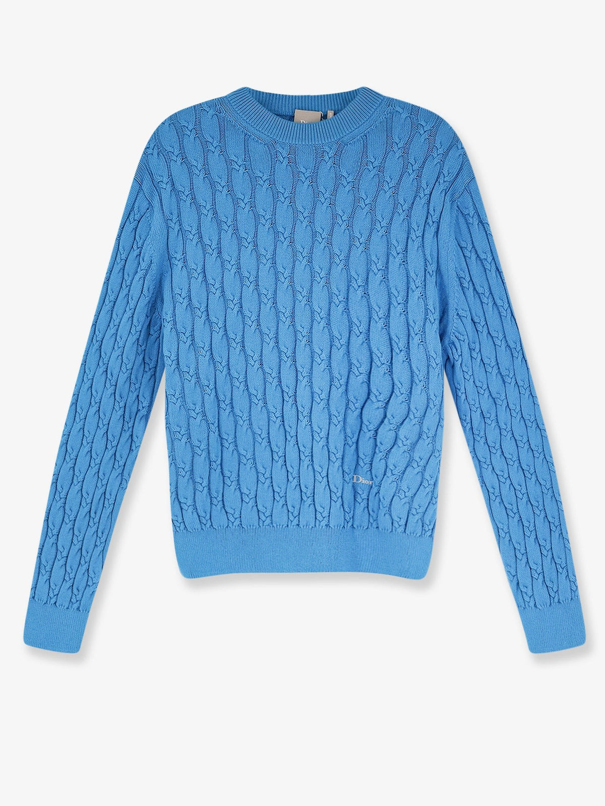 Christian Dior Katoenen Trui met vlechtpatroon – Blauw
