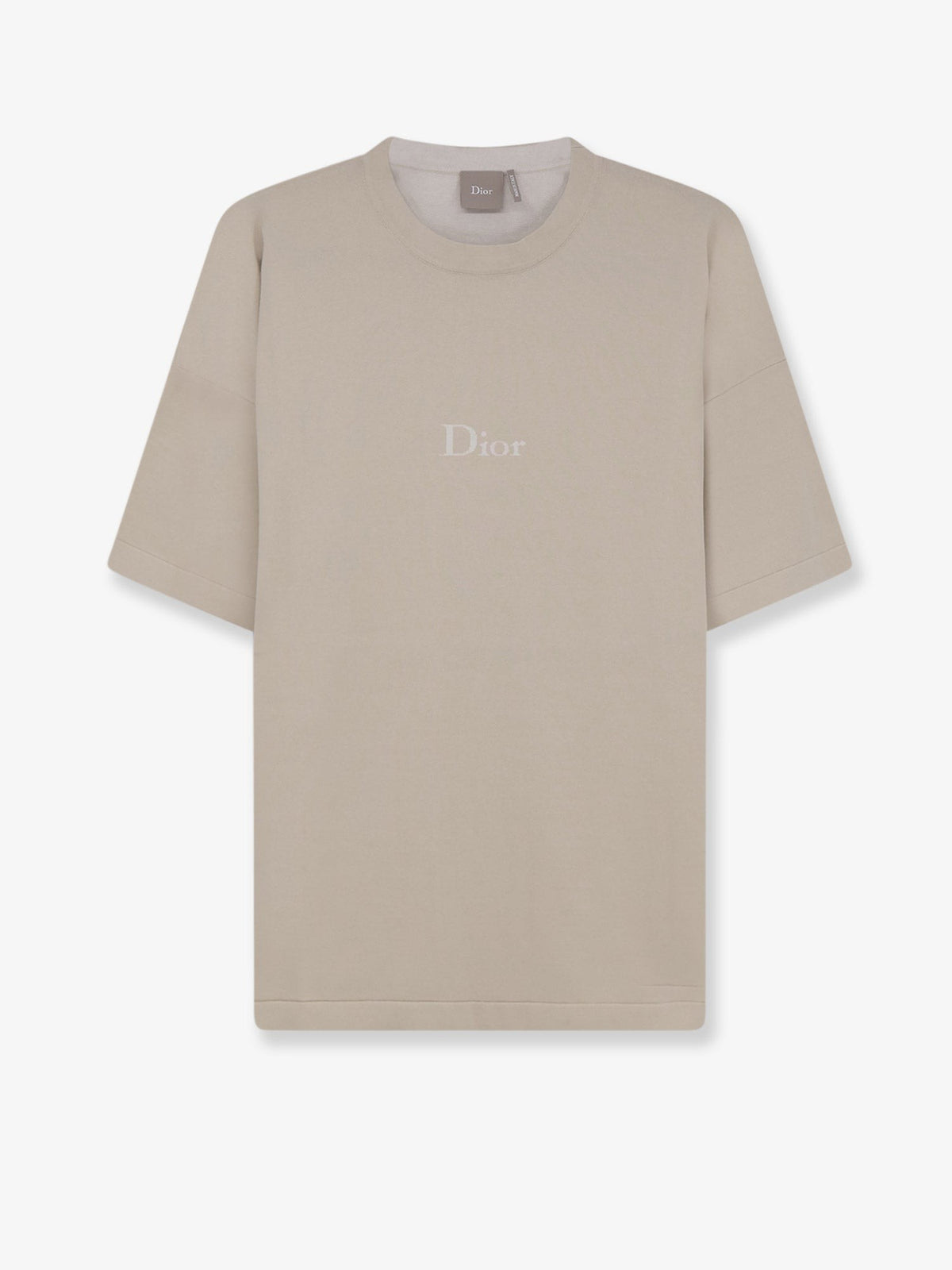 Christian Dior Gebreid T-shirt met logo – Beige