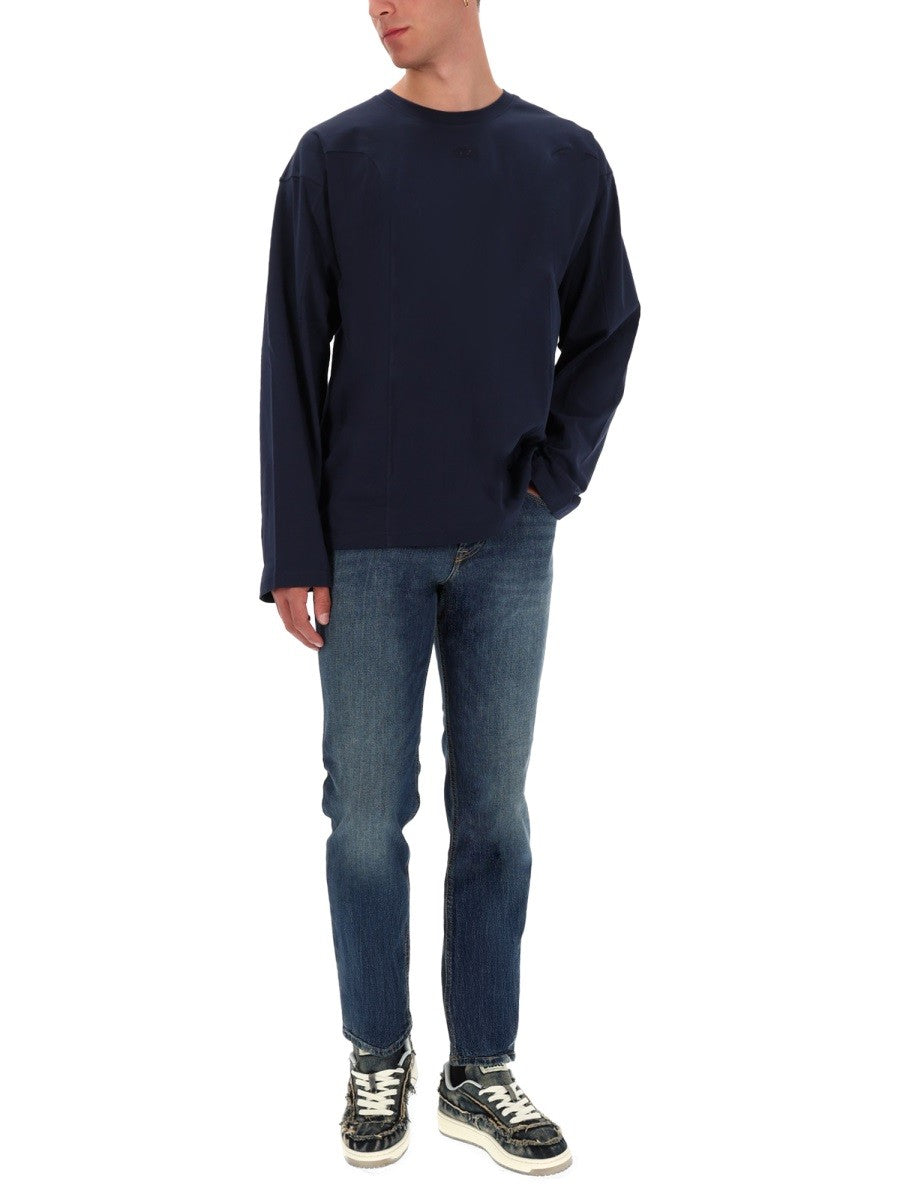 Diesel Katoenen longsleeve – Marineblauw