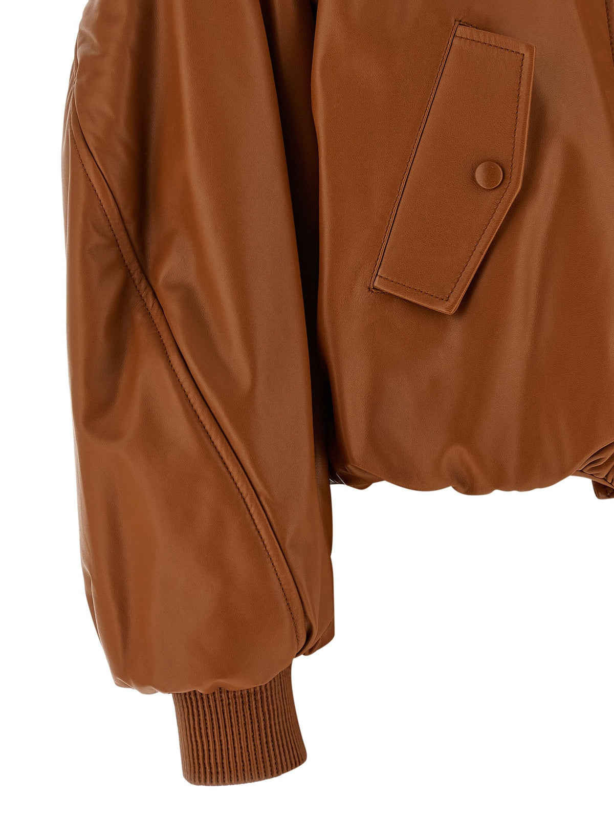Givenchy Cropped Bomberjack van lamsnappa – Bruin
