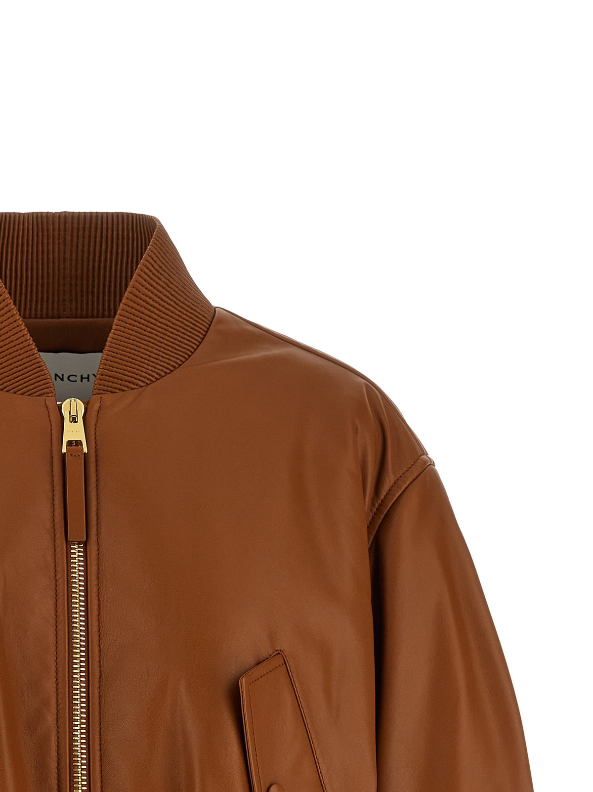 Givenchy Cropped Bomberjack van lamsnappa – Bruin