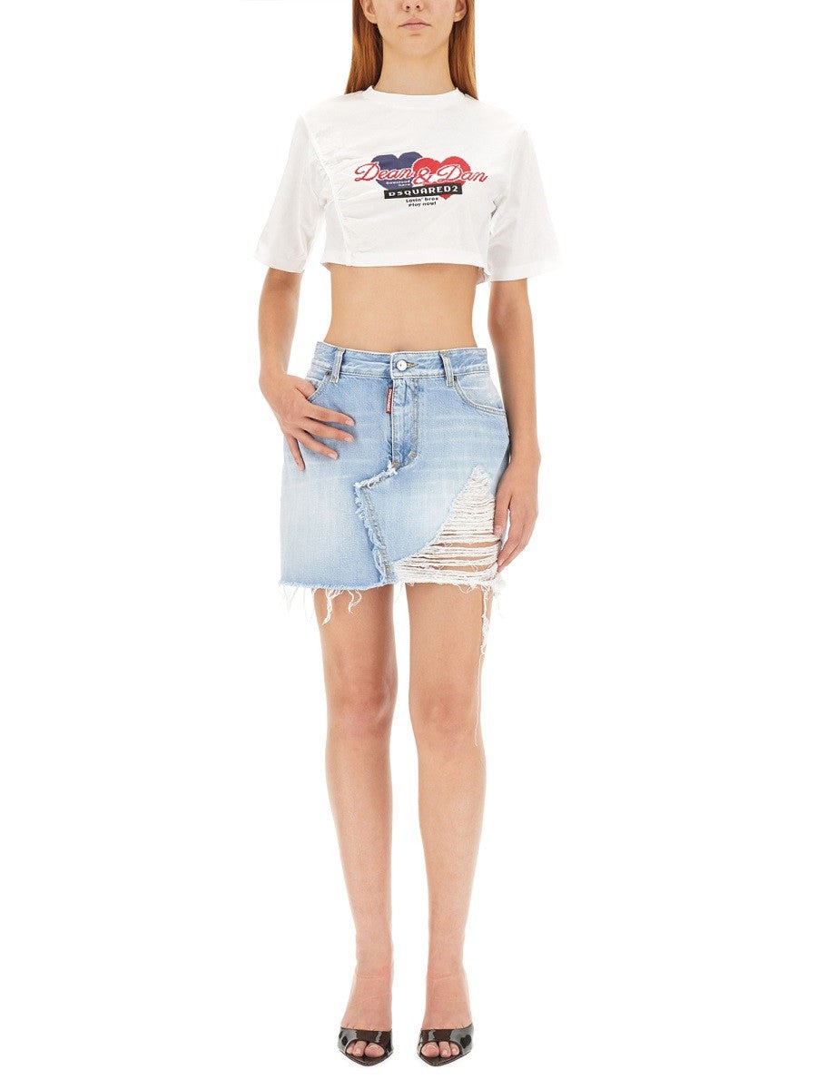 Dsquared2 Cropped T-shirt – Wit
