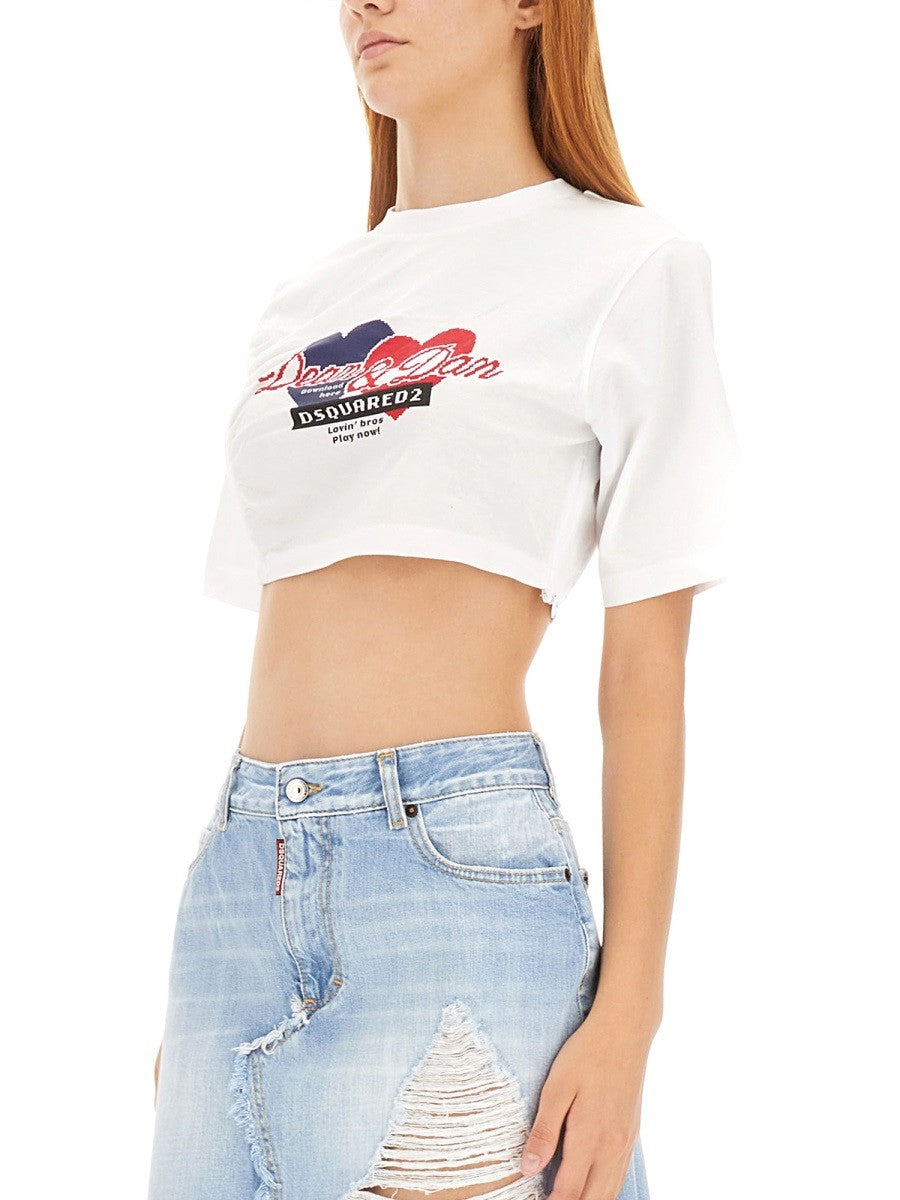 Dsquared2 Cropped T-shirt – Wit