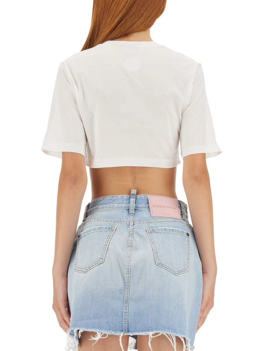 Dsquared2 Cropped T-shirt – Wit