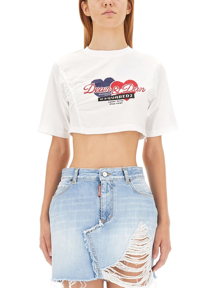Dsquared2 Cropped T-shirt – Wit
