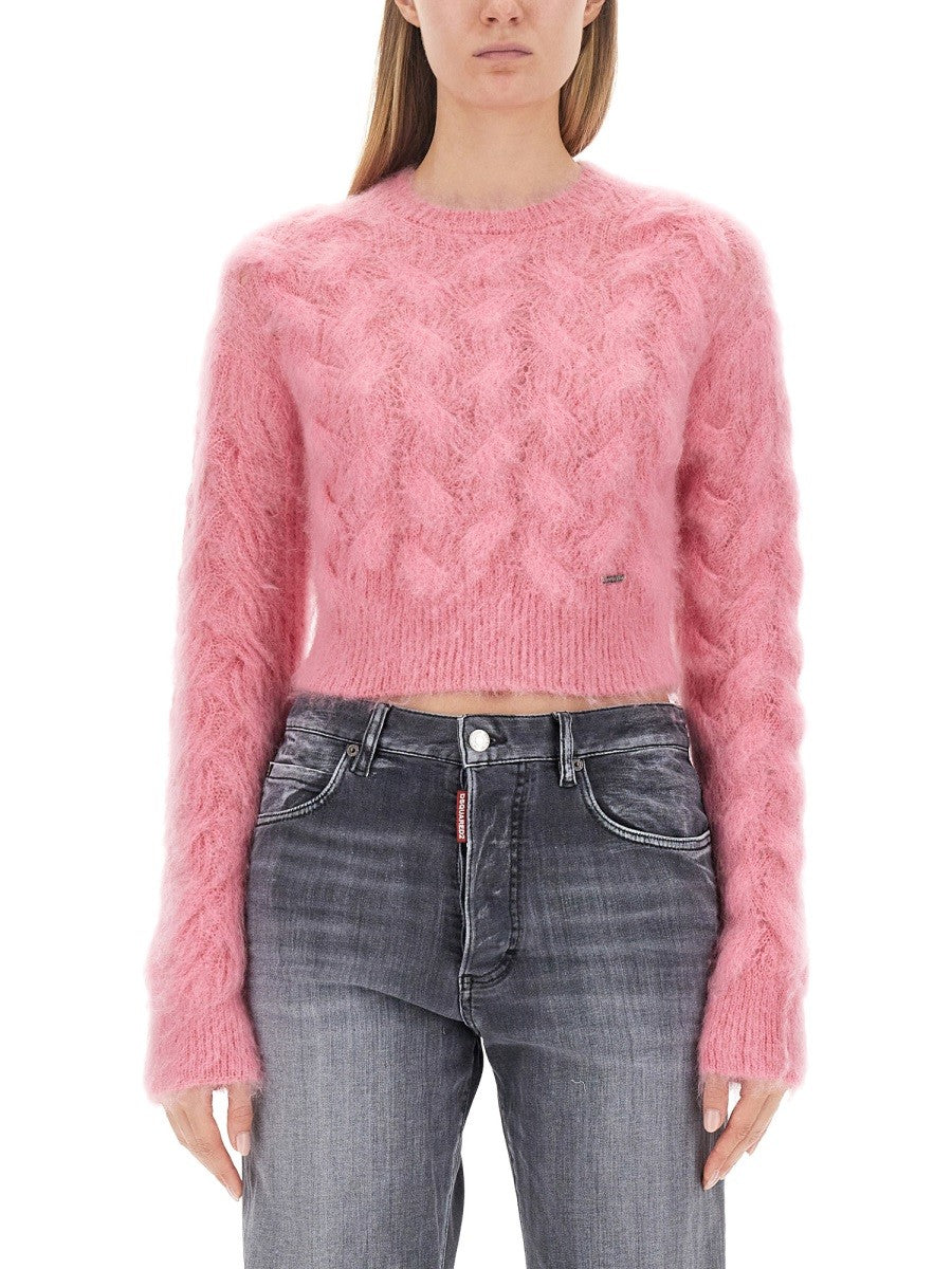Dsquared2 Cropped Trui van mohairmix – Roze