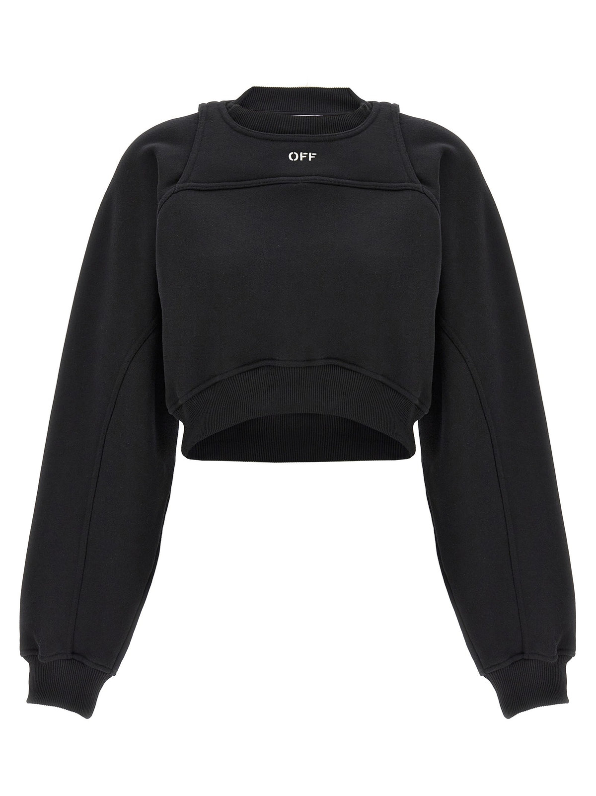 Off-White Cropped Sweater met Harnasdetail – Wit / Zwart