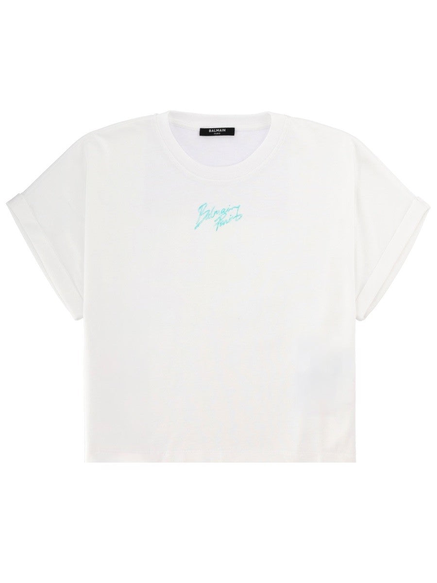 Balmain Cropped T-shirt – Wit
