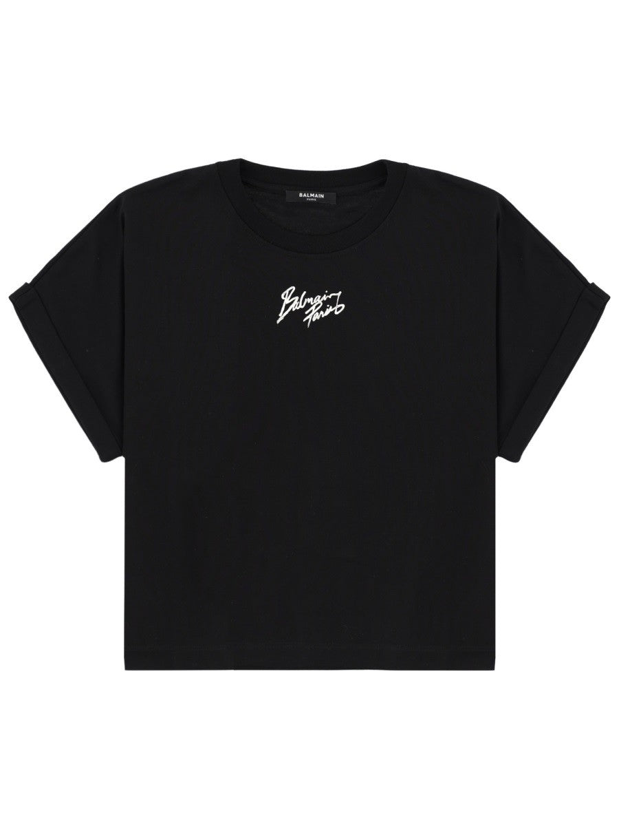 Balmain Cropped T-shirt – Zwart
