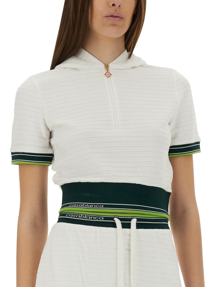 Casablanca Cropped Tennisshirt – Wit