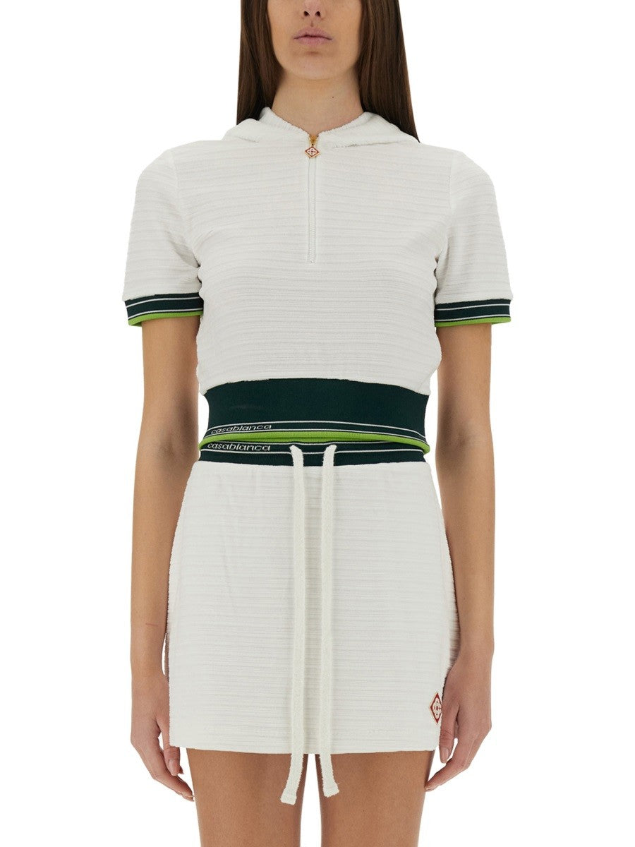 Casablanca Cropped Tennisshirt – Wit