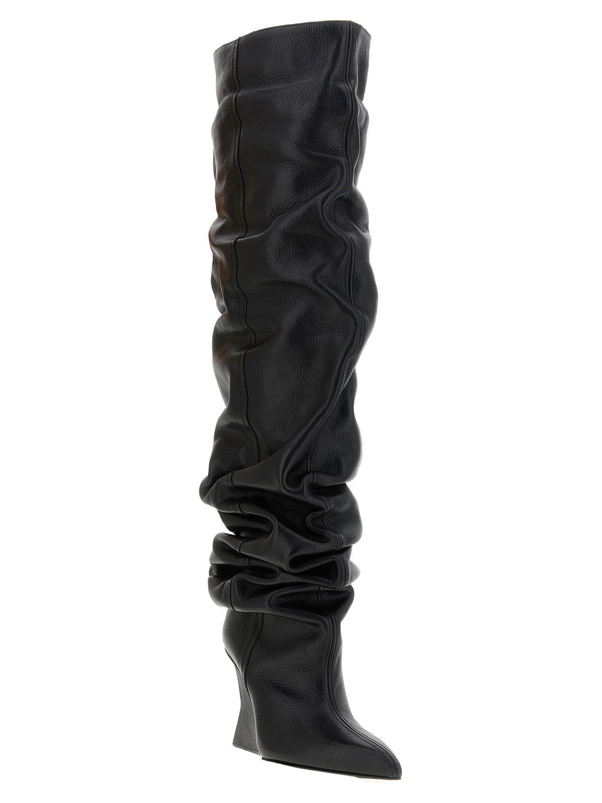 Balmain Leren overknee laarzen – Zwart