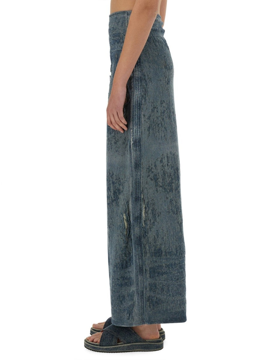 Diesel Lange denim rok – Middenblauw