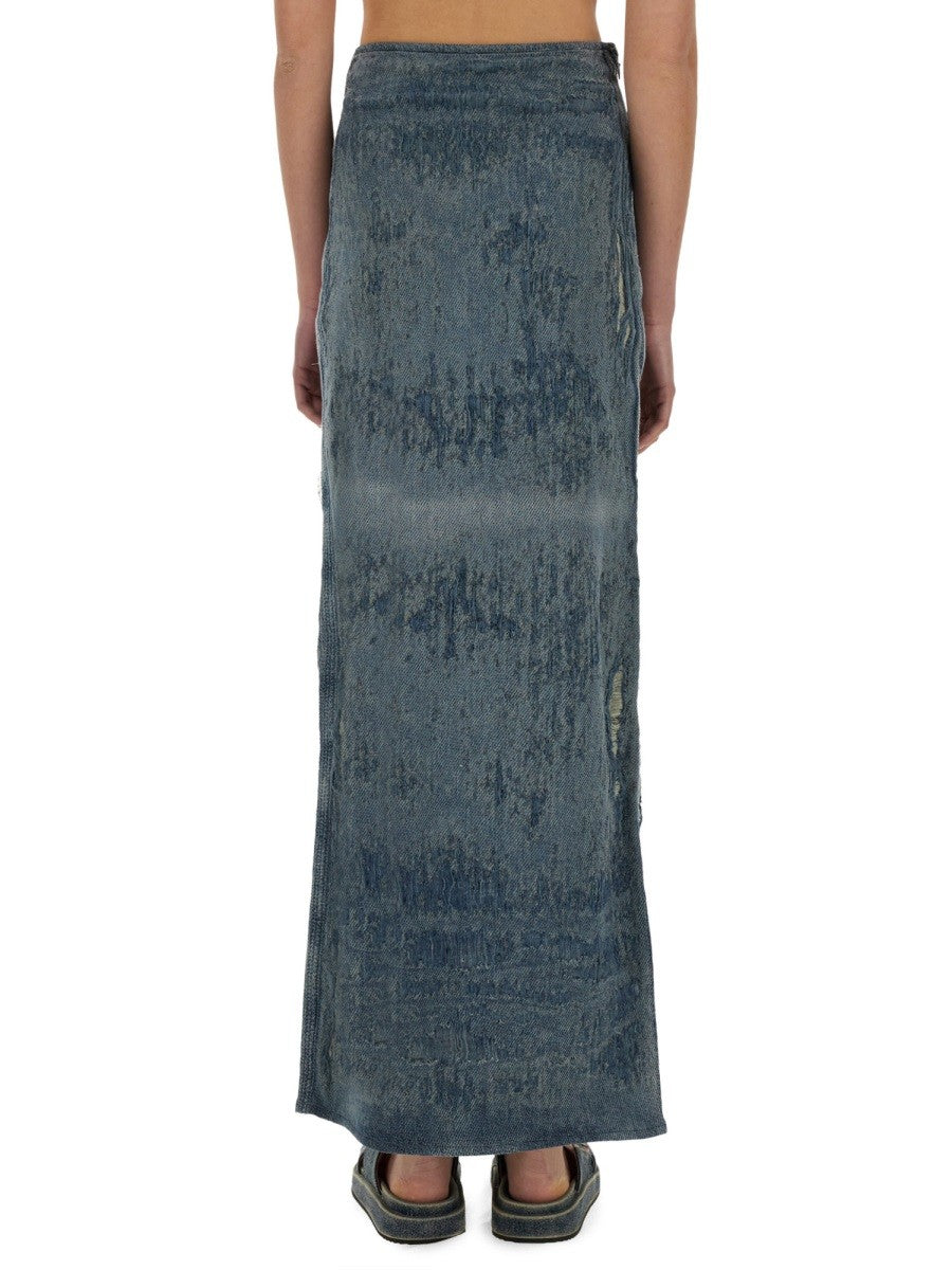 Diesel Lange denim rok – Middenblauw