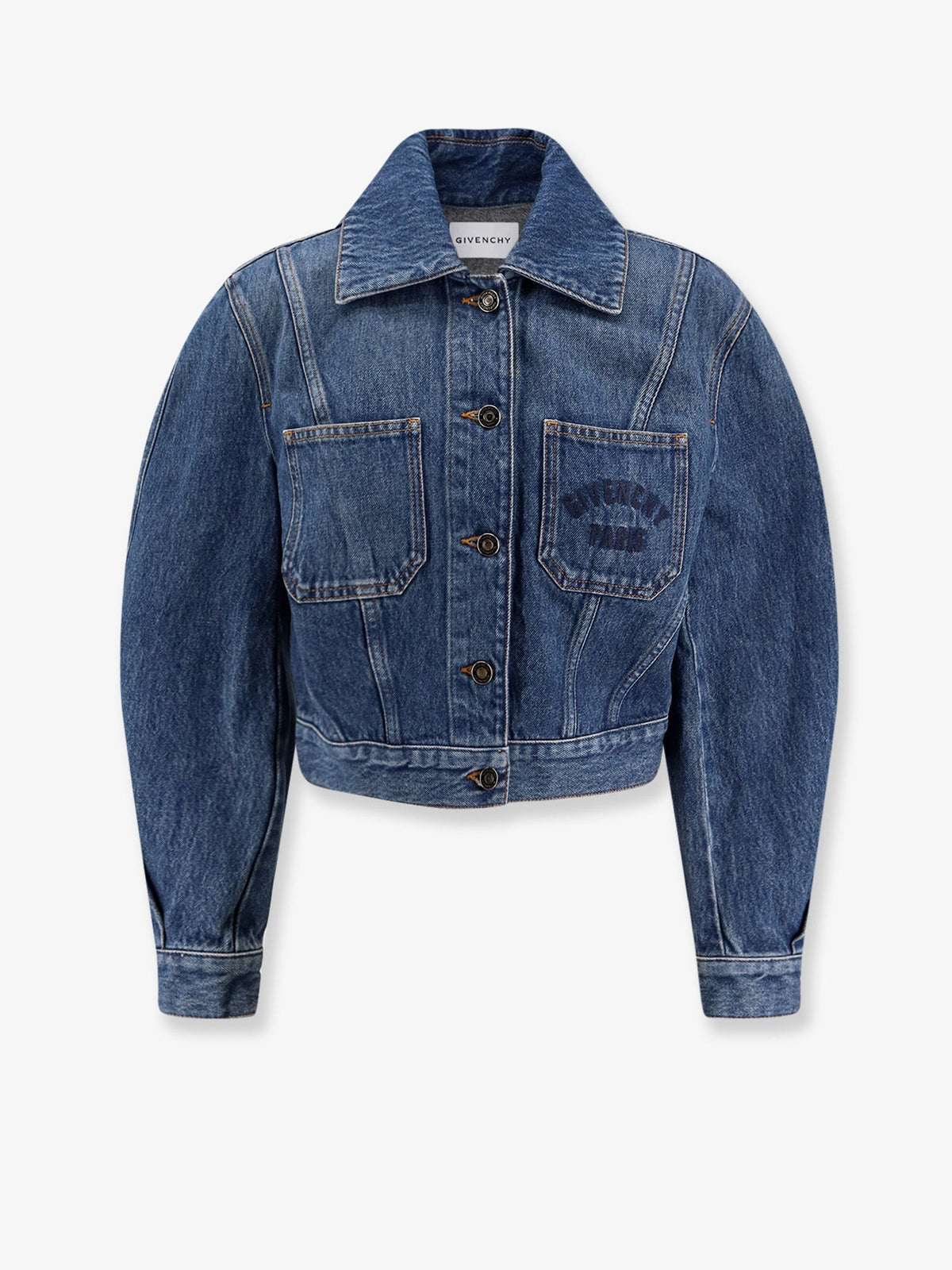 Givenchy Cropped Spijkerjas met geborduurd logo – Middenblauw