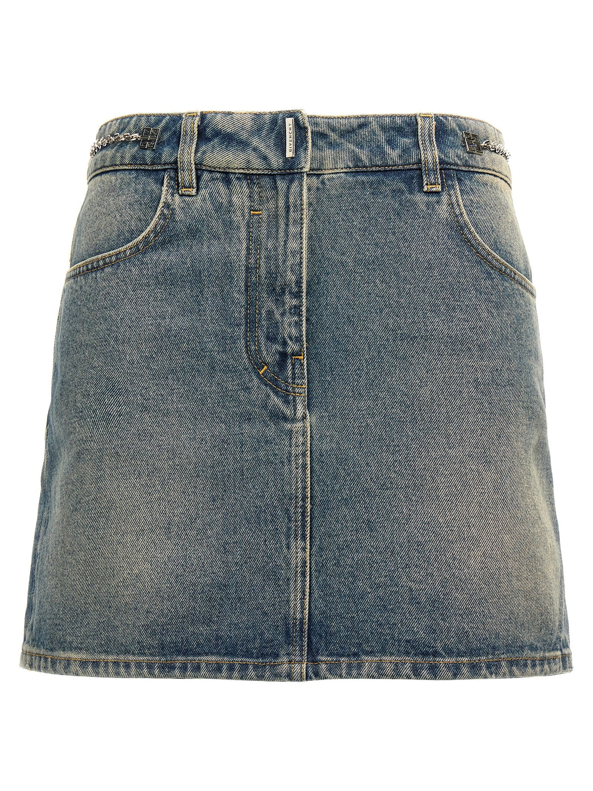 Givenchy Denim Minirok met ketting – Middenblauw