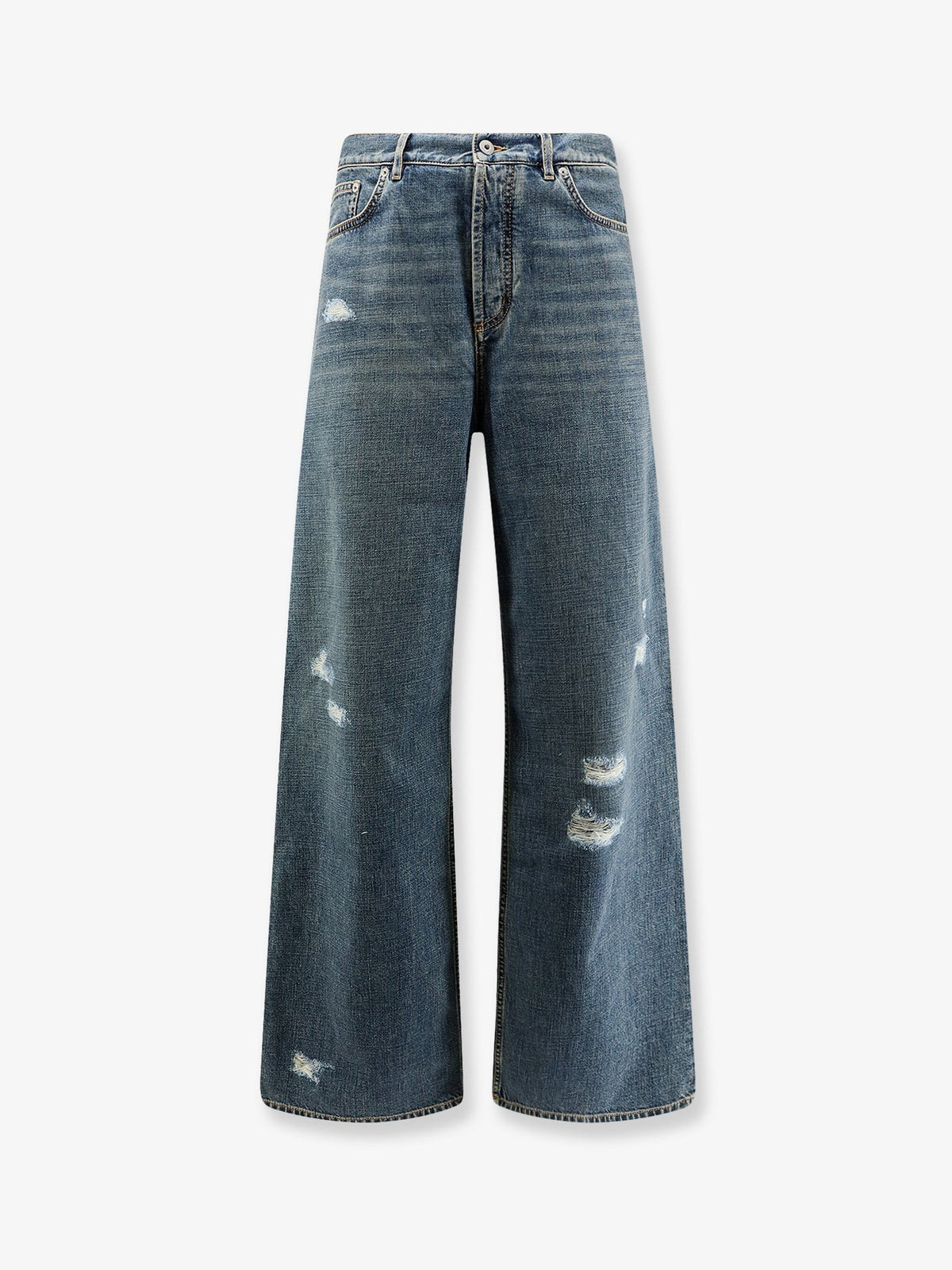Christian Dior Baggy Jeans met destroyed effect – Middenblauw