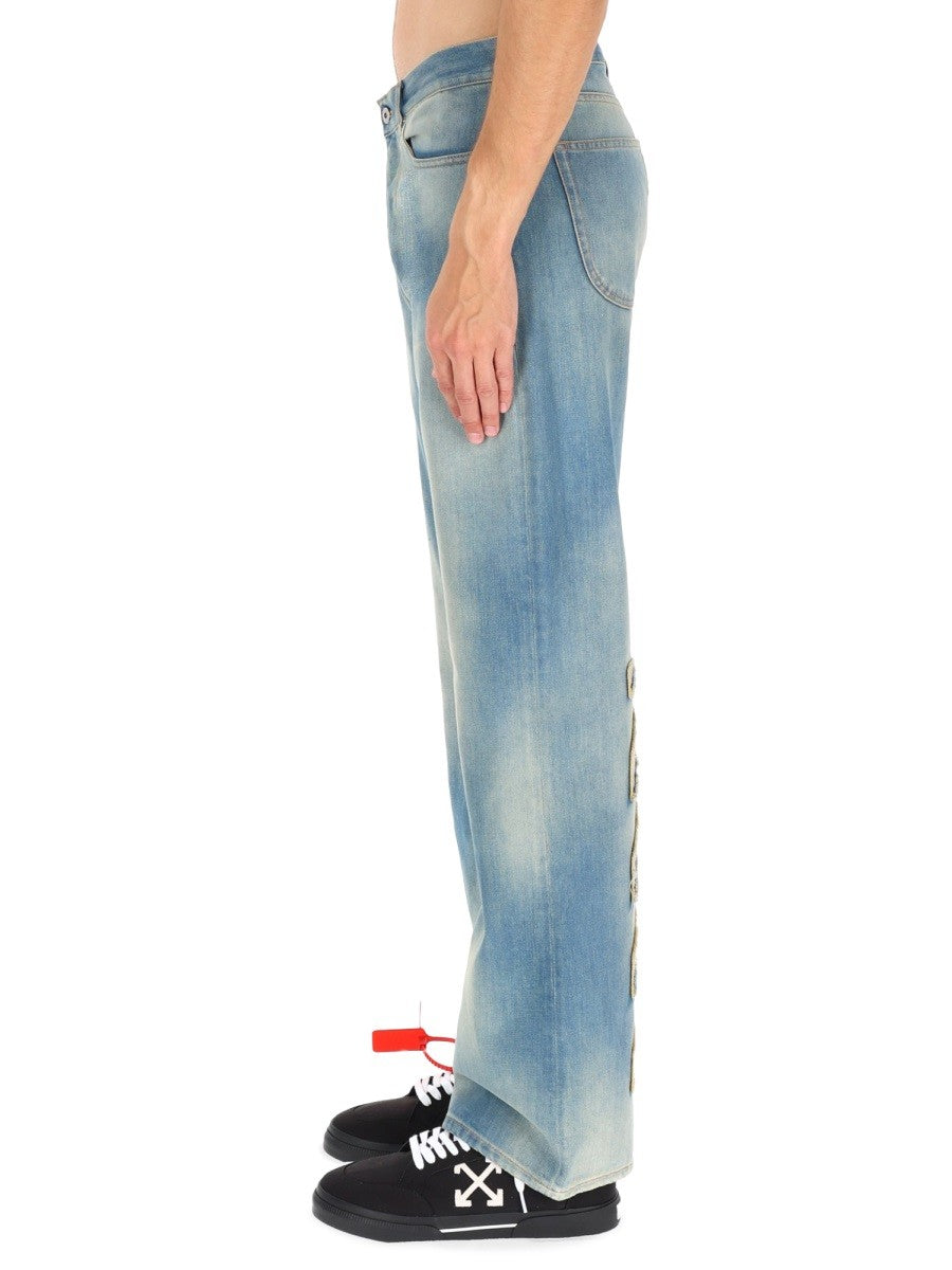 Off-White Diag Raw Patch Jeans – Lichtblauw