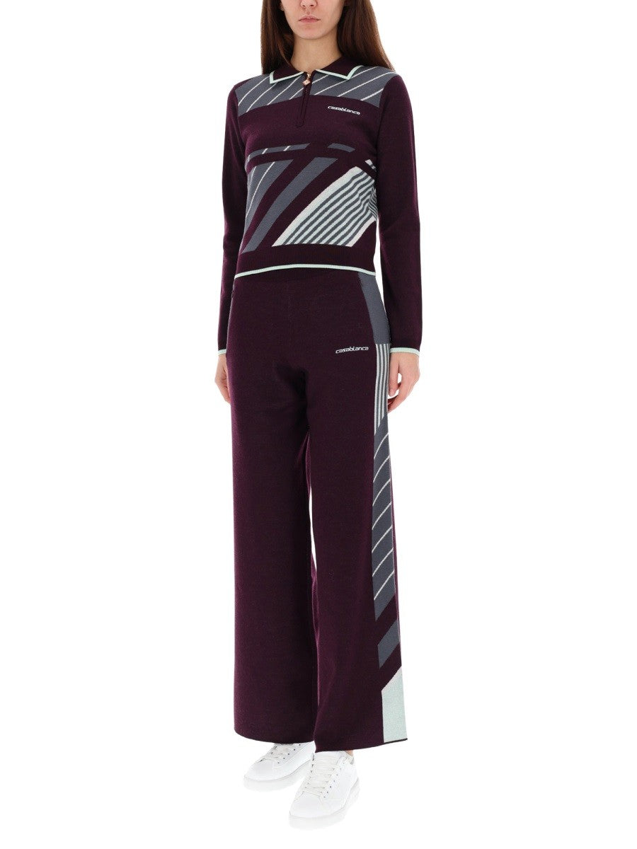 Casablanca Diagonal Tennis Polo – Paars
