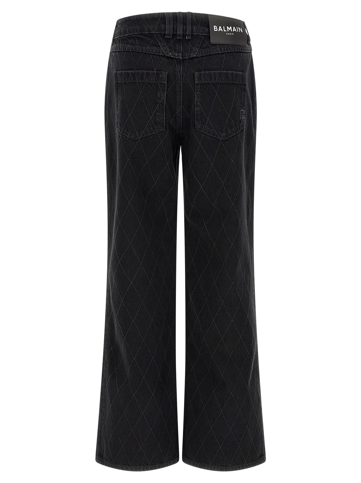 Balmain Wijde jeans met ruitmotief – Zwart