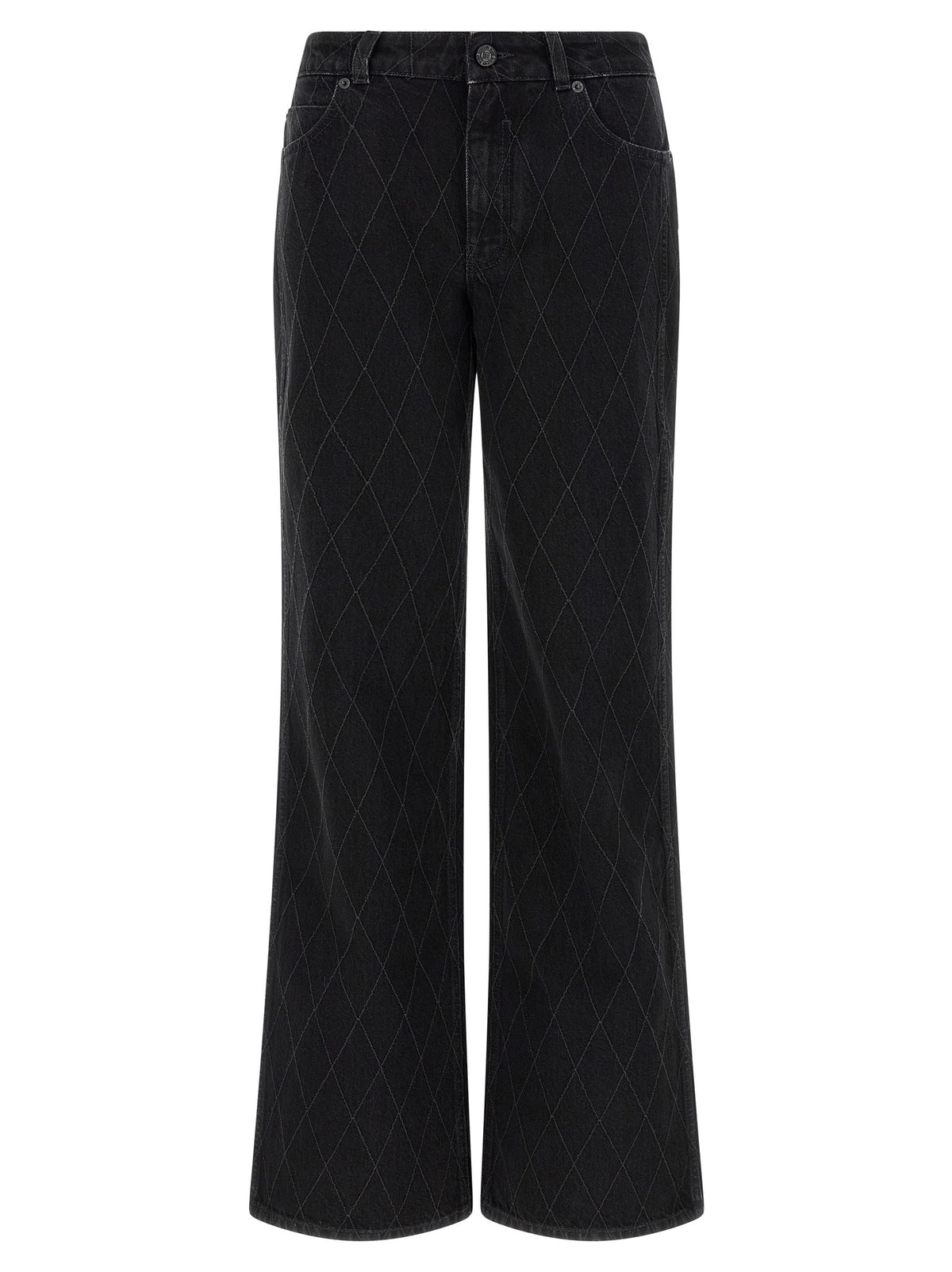Balmain Wijde jeans met ruitmotief – Zwart