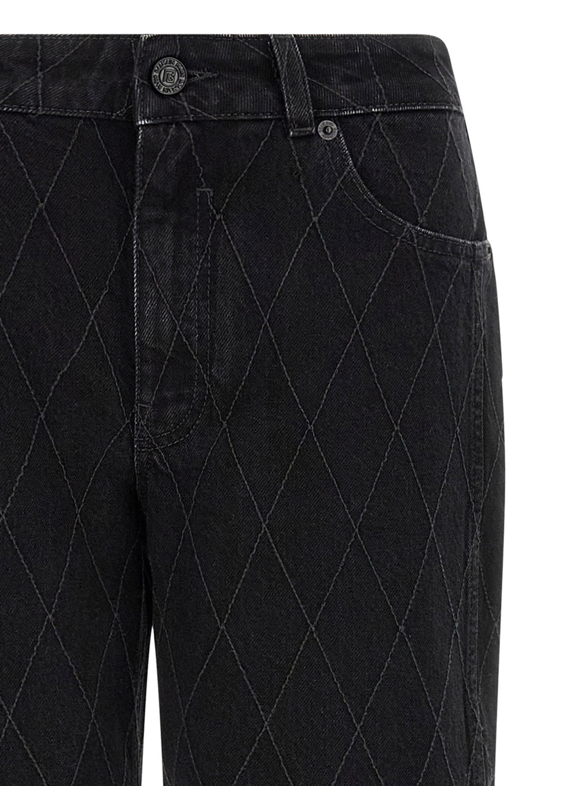 Balmain Wijde jeans met ruitmotief – Zwart