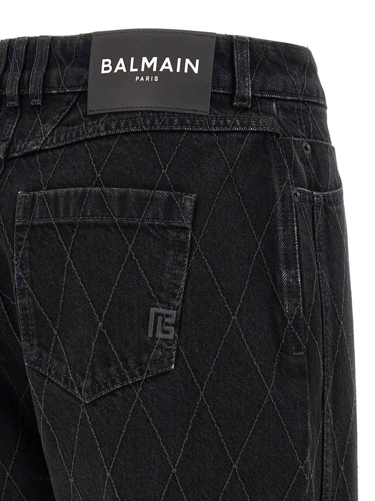 Balmain Wijde jeans met ruitmotief – Zwart