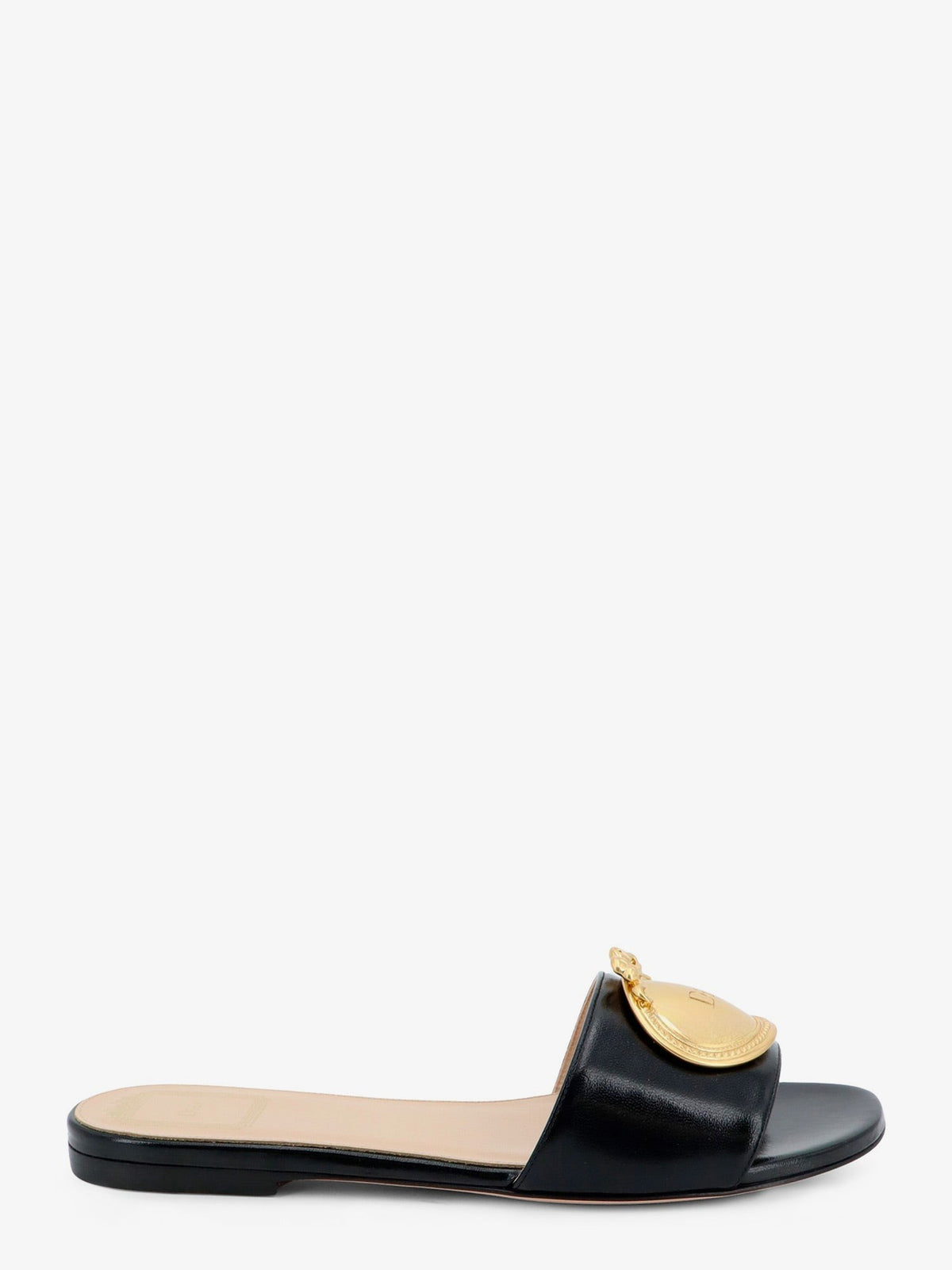 Christian Dior Médaillon Leren Sandalen – Zwart
