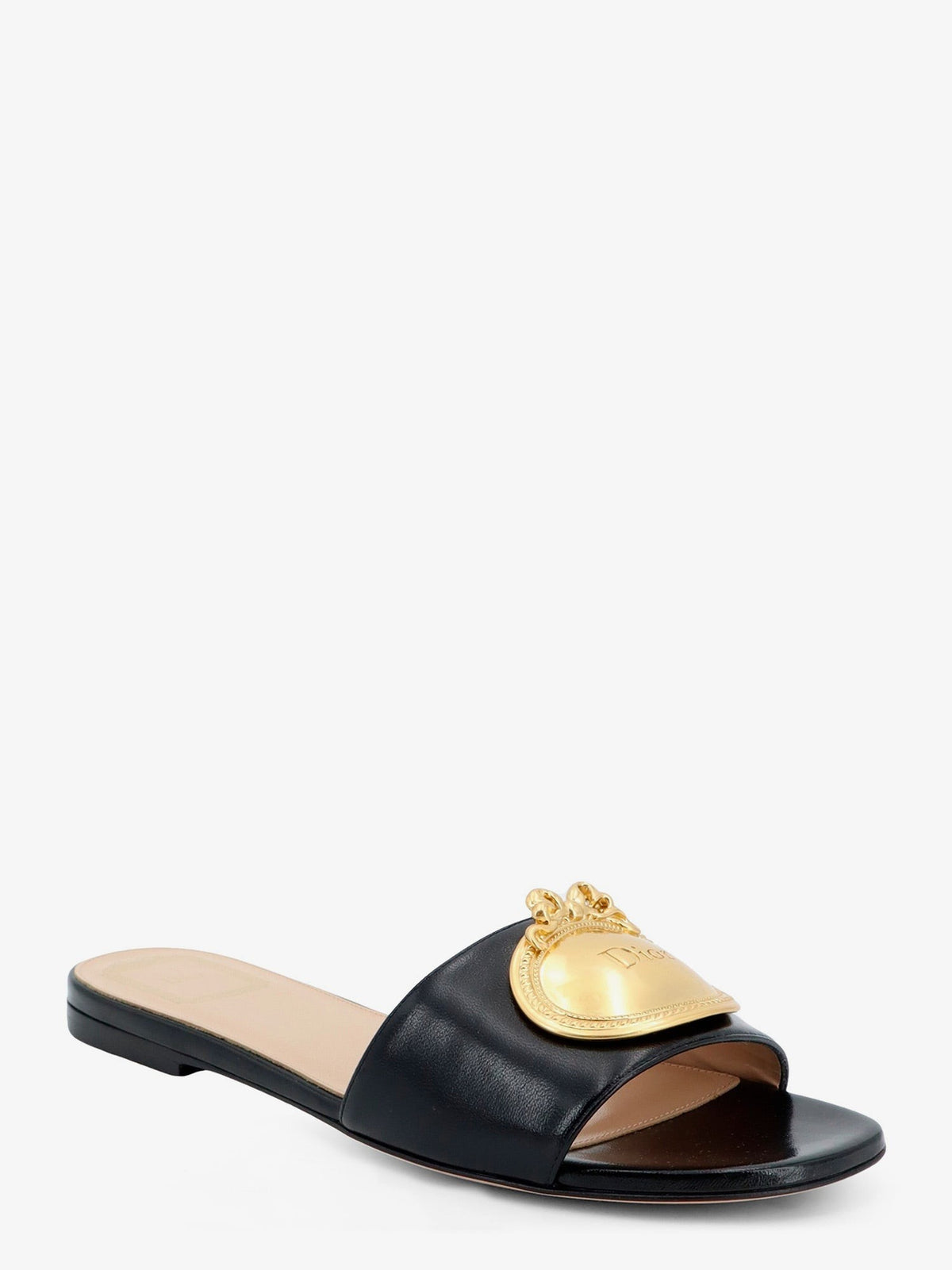 Christian Dior Médaillon Leren Sandalen – Zwart