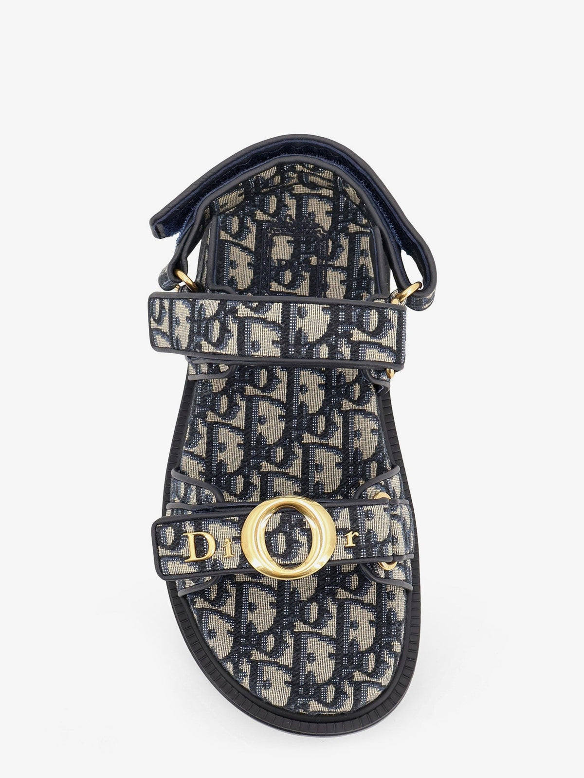 Christian Dior Oblique Jacquard Sandalen – Marineblauw