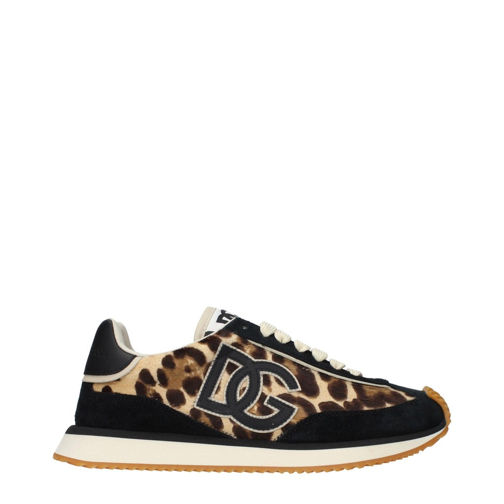 Dolce & Gabbana Sneakers van kalfshaar en suède – Zwart