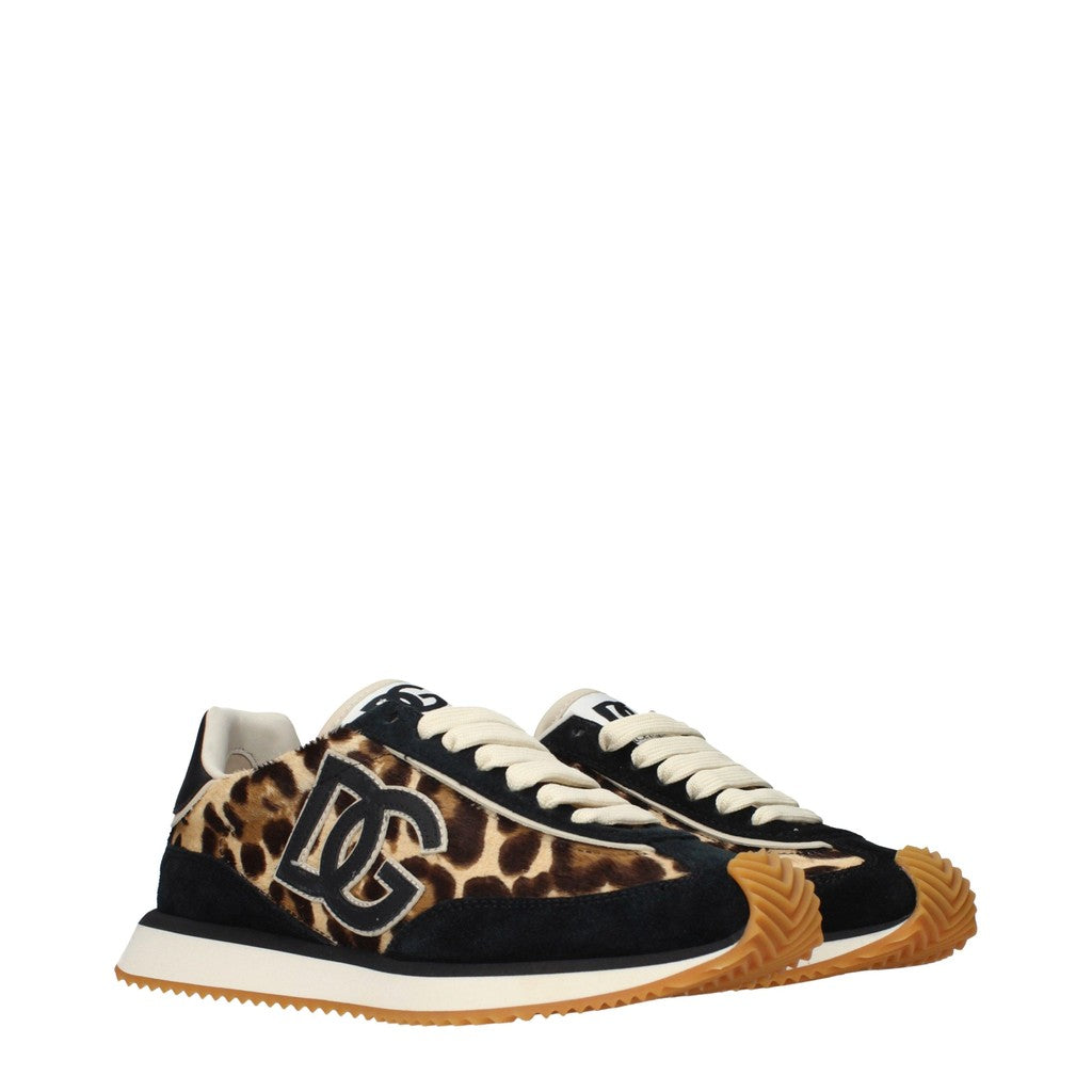 Dolce & Gabbana Sneakers van kalfshaar en suède – Zwart