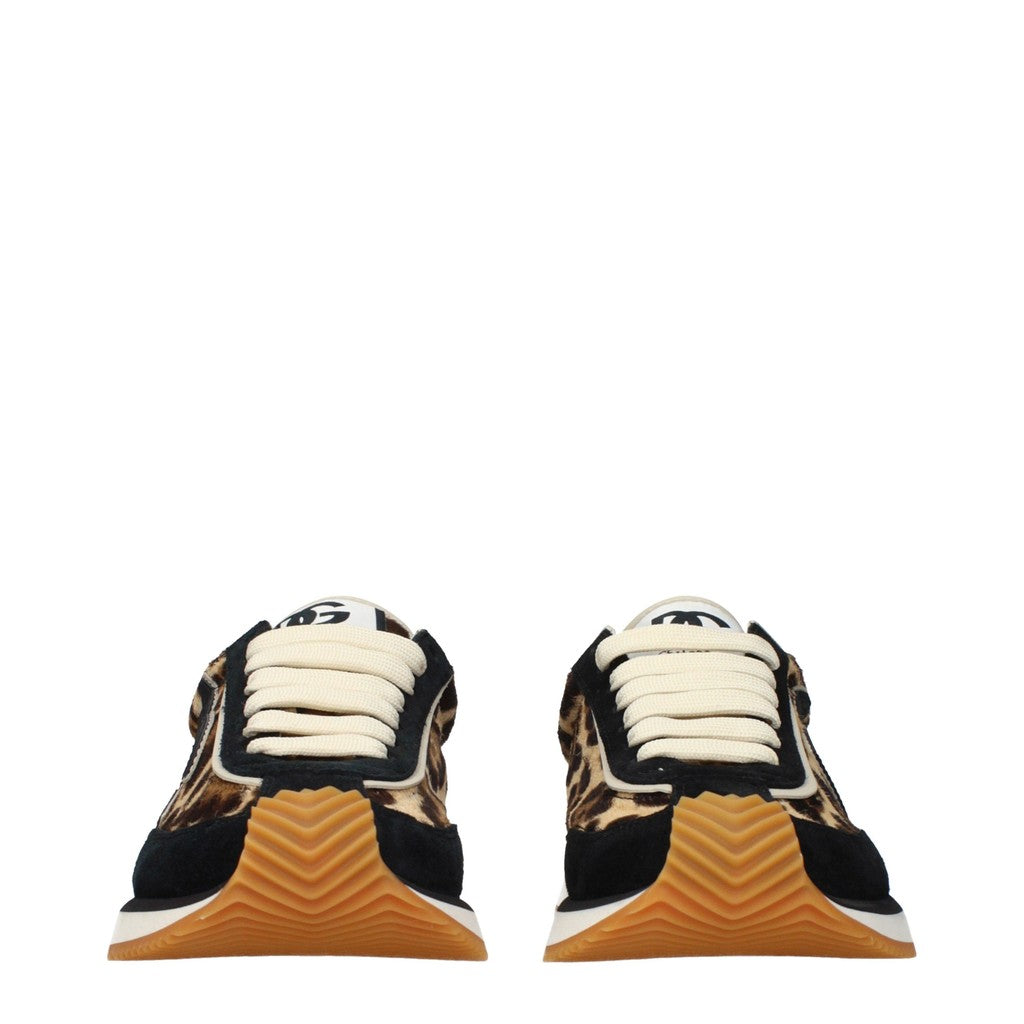 Dolce & Gabbana Sneakers van kalfshaar en suède – Zwart