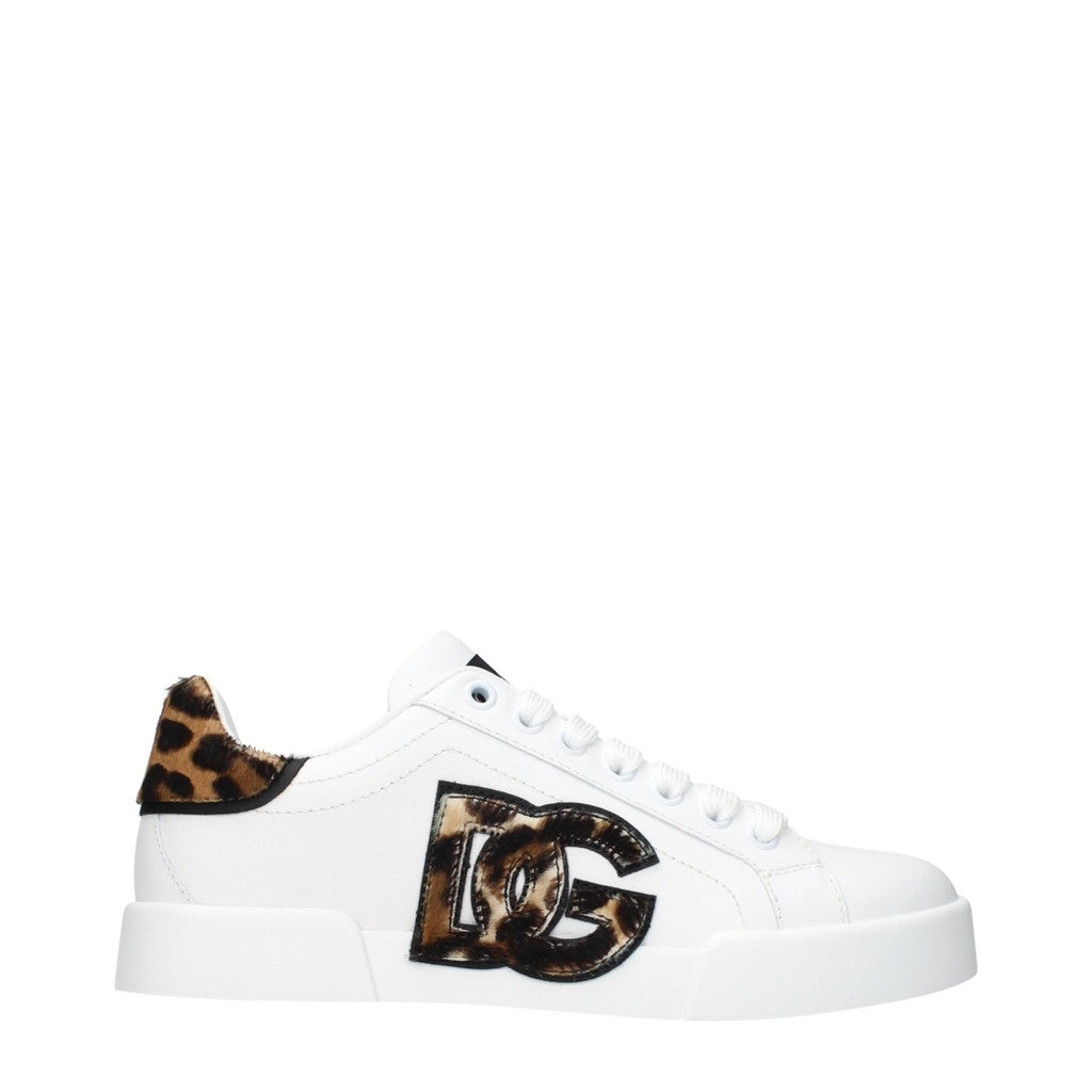 Dolce & Gabbana Sneakers van leer en kalfshaar – Wit