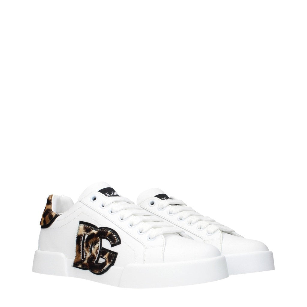Dolce & Gabbana Sneakers van leer en kalfshaar – Wit