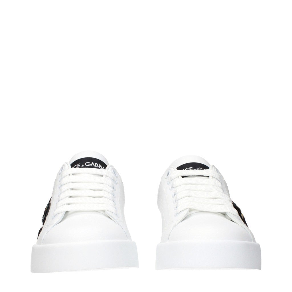 Dolce & Gabbana Sneakers van leer en kalfshaar – Wit