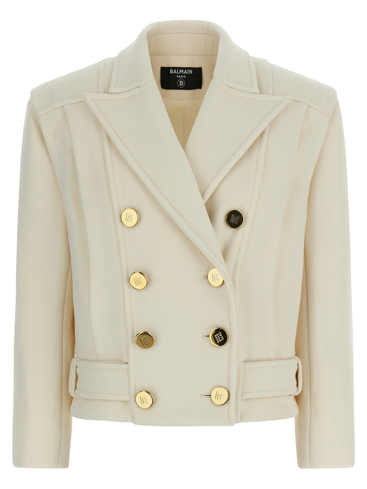 Balmain Dubbelrij Mantel – Wit