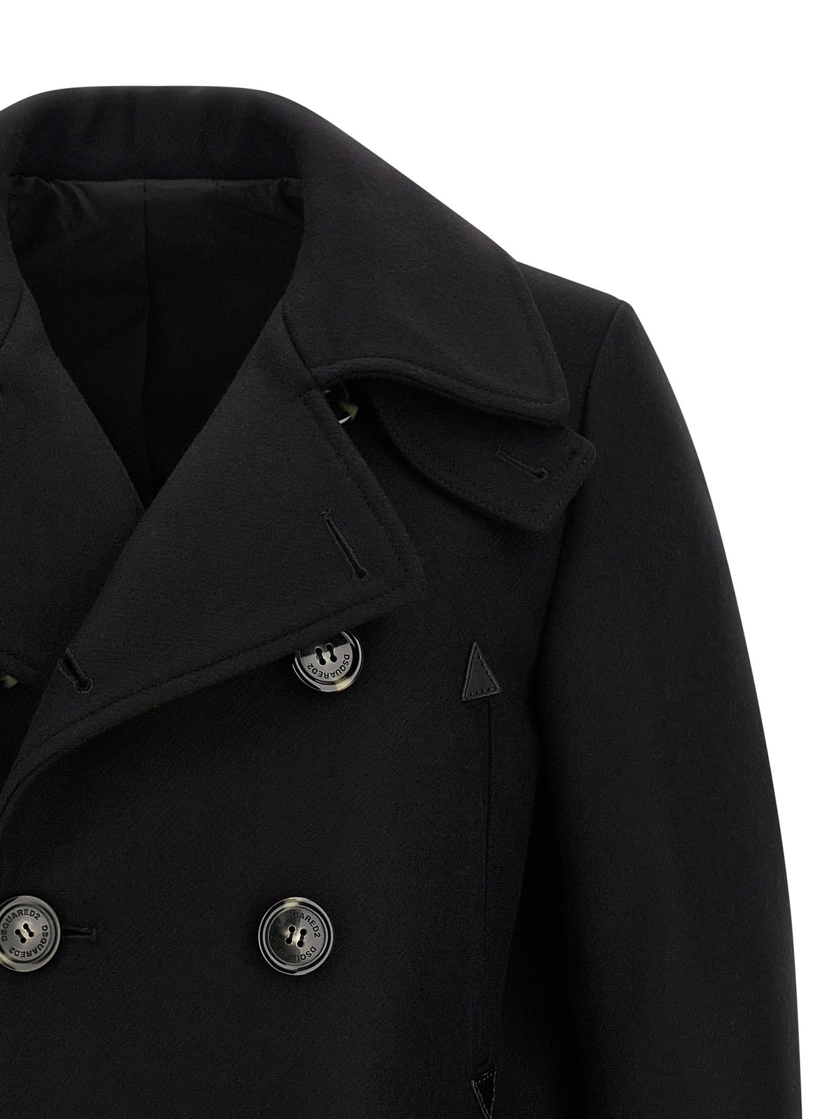 Dsquared2 Dubbelrij Wollen Jas – Zwart