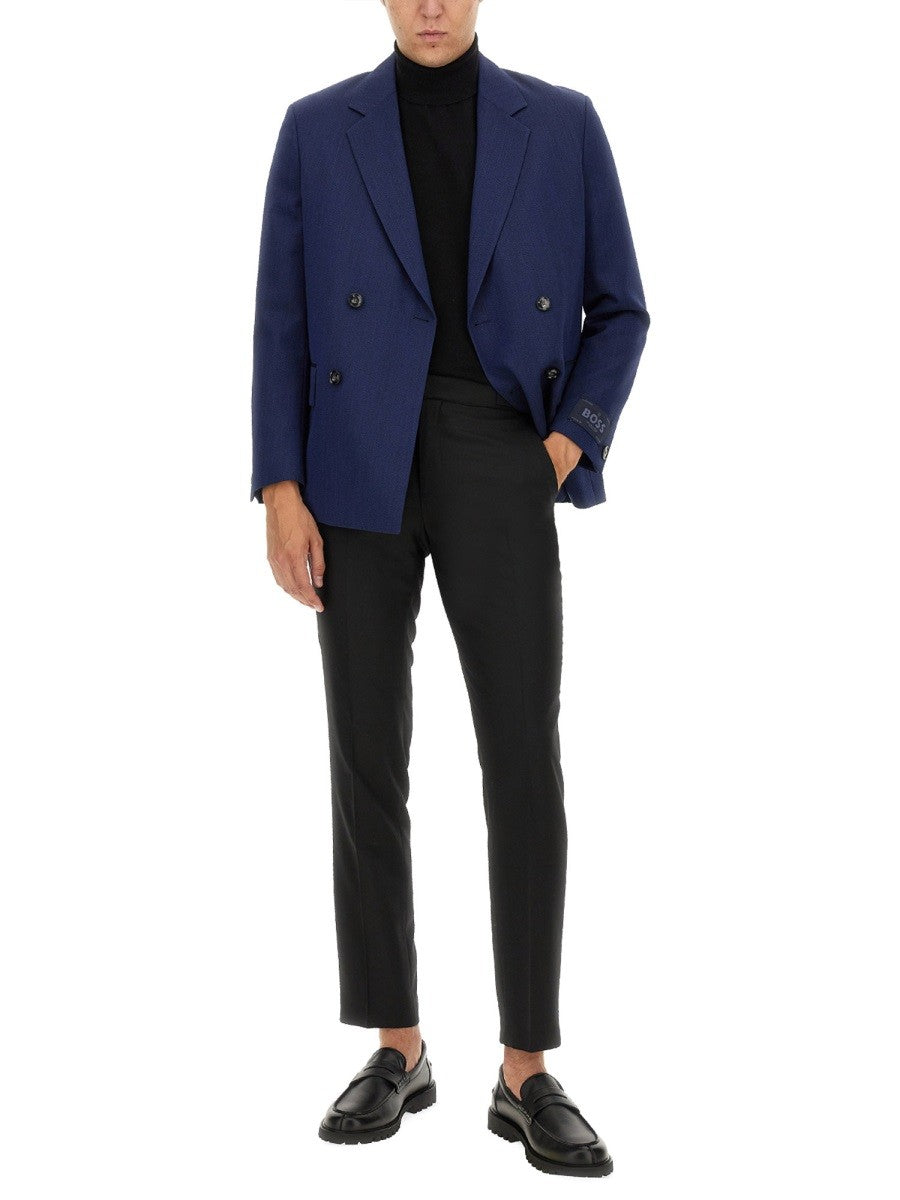 Boss Wollen Dubbelrij Blazer – Marineblauw