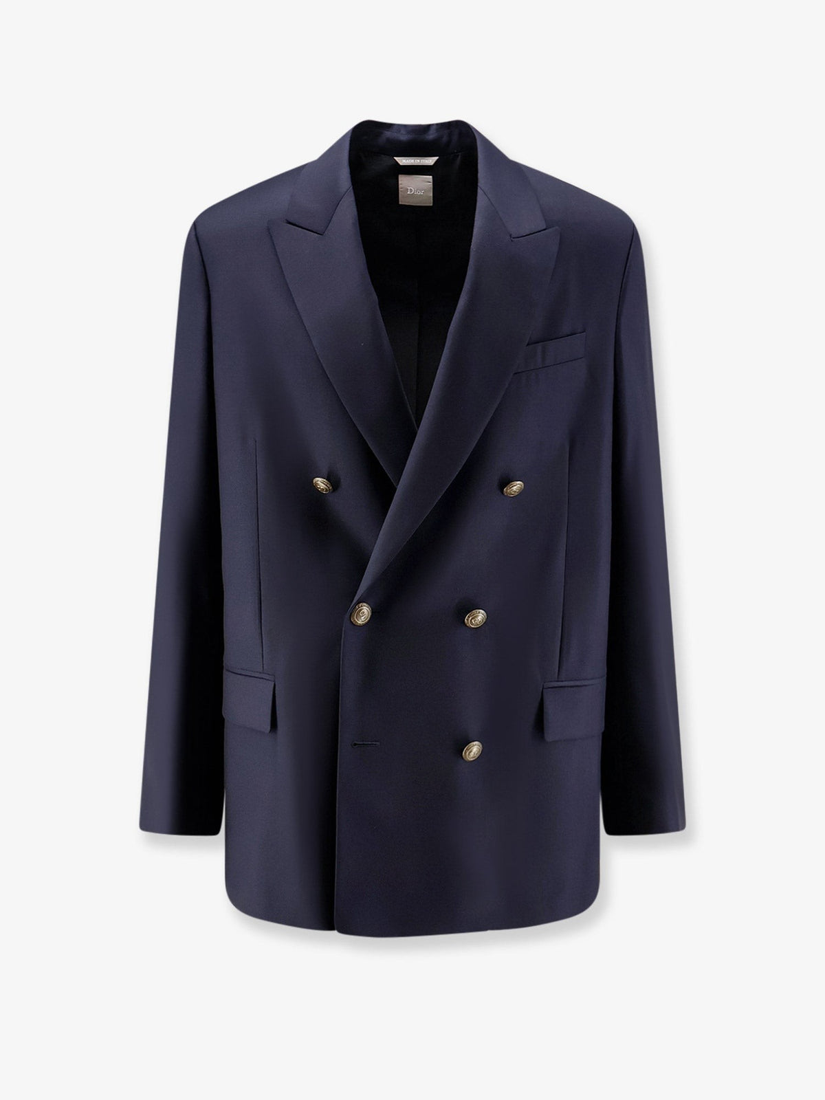 Christian Dior Dubbelrij Blazer van scheerwol – Marineblauw