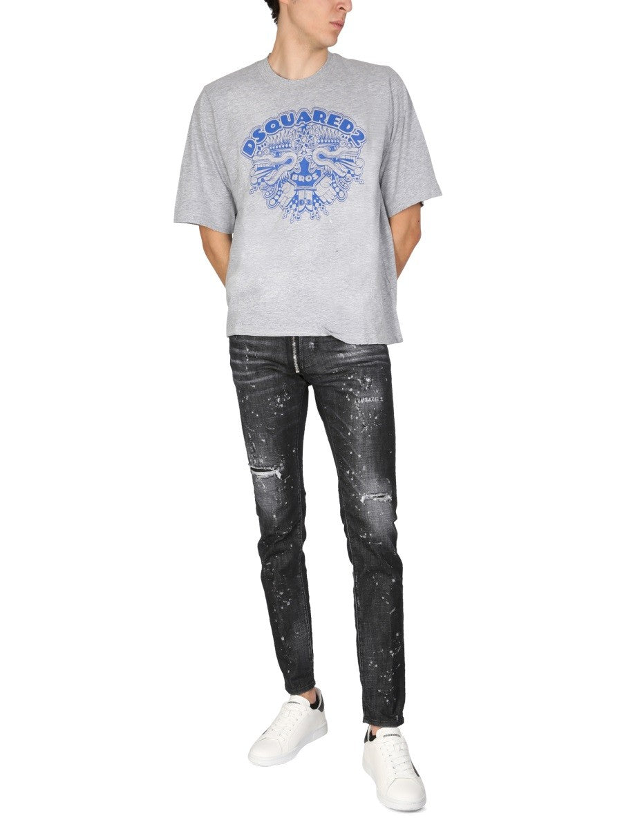 Dsquared2 Dragon Bros Voetbal T-shirt – Grijs