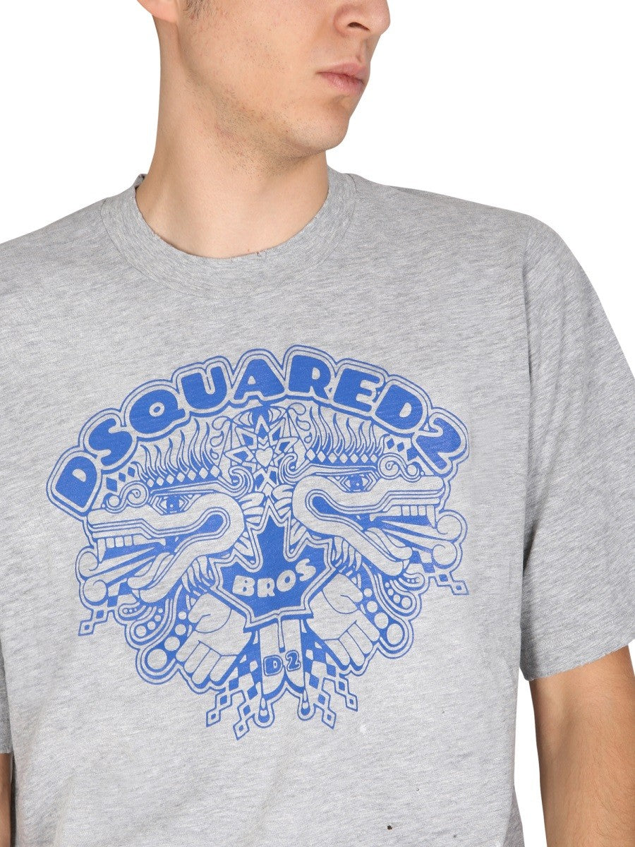 Dsquared2 Dragon Bros Voetbal T-shirt – Grijs