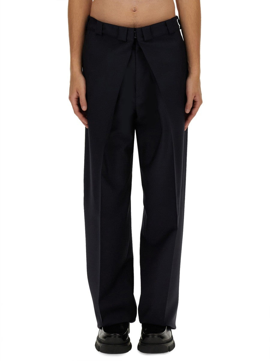 Givenchy Extra Wijde Broek van wol en mohair – Marineblauw