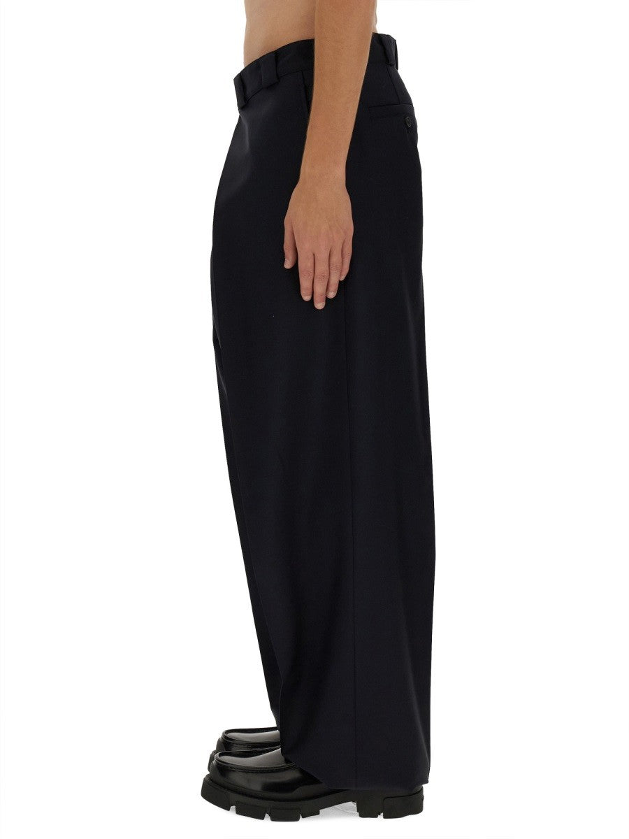 Givenchy Extra Wijde Broek van wol en mohair – Marineblauw