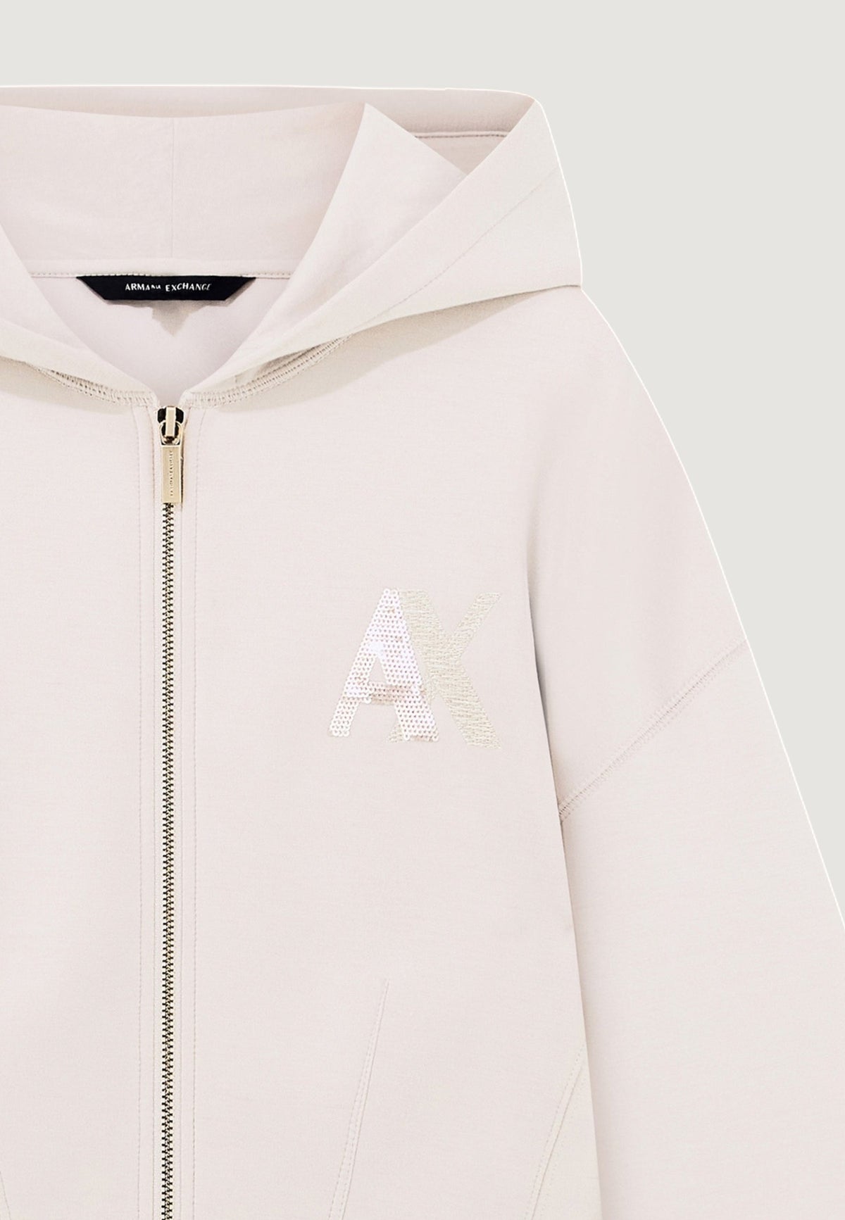 Armani Exchange Hoodie met Knoopsluiting – Beige