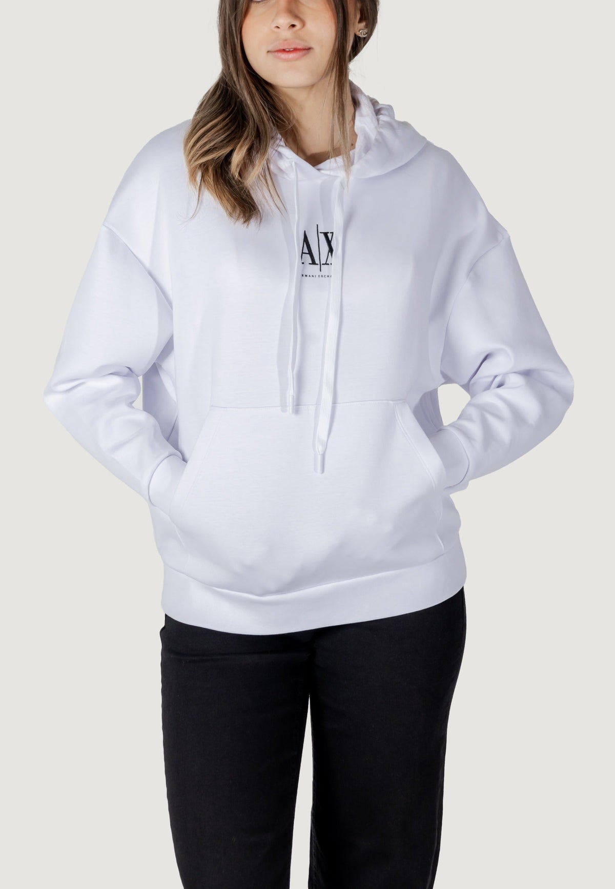 Armani Exchange Hoodie met Voorzakken Dames – Wit
