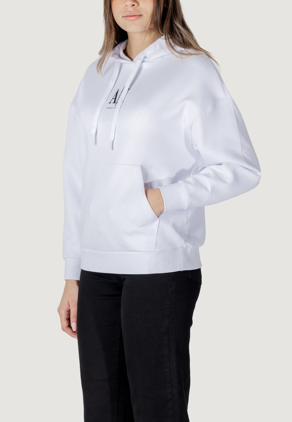 Armani Exchange Hoodie met Voorzakken Dames – Wit